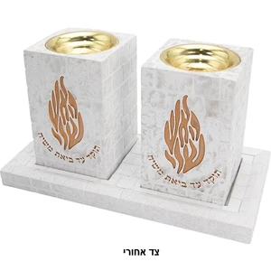 פמוטים עם מגש בפולירזין לבן | 9.5 ס״מ
