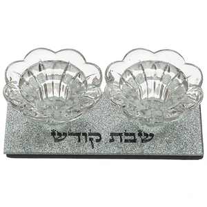 פמוטי זכוכית שקופה עם נצנצים