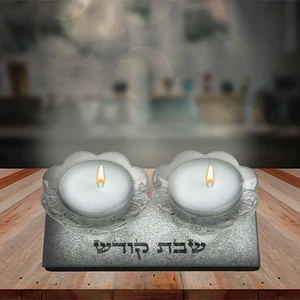 פמוטי זכוכית שקופה עם נצנצים