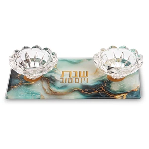 פמוט זכוכית צבעוני רחב | 18 ס״מ