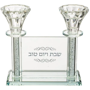 פמוטי קריסטל שקוף עם בסיס רחב | 14.5 ס״מ