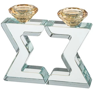 פמוטי קריסטל בצורת מגן דוד | 17.5 ס״מ
