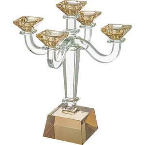 פמוט קריסטל שקוף בסגנון חמשייה | 34 ס״מ