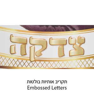 קופת צדקה מפח לבן עם דמות הרבי מלובביץ׳ | 10 ס״מ