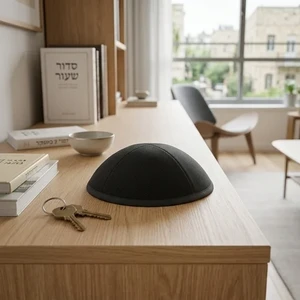 כיפה מבד שחורה בסגנון ארטמן | 21 ס״מ