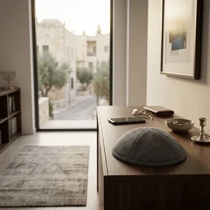 כיפה קורדרוי אפורה עם טקסטורה עדינה | 18 ס״מ