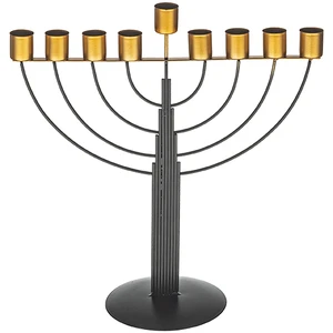 חנוכייה שחורה לשמן חוטים חצי עגול | 30 ס״מ