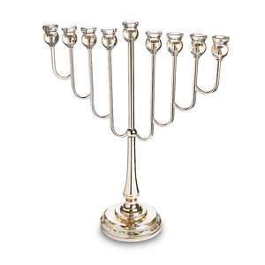 חנוכייה ״אור הזהב״ מתכת זהב עם קנים ובסיס קריסטל | 64 ס״מ