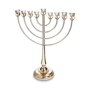 חנוכייה ״אור הזהב״ מתכת זהב עם קנים ובסיס קריסטל | 64 ס״מ