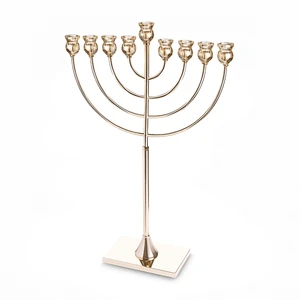 חנוכייה ״אור הזהב״ מתכת זהב עם ראשי קריסטל | 76 ס״מ