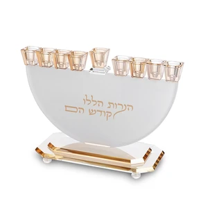 חנוכייה קריסטל מהודרת עם הדפסה | 29X30 ס״מ