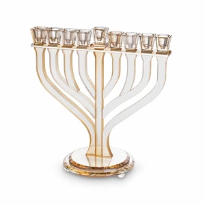 חנוכייה קריסטל זהב מהודרת | 29X30 ס״מ