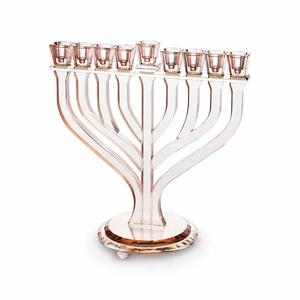 חנוכייה קריסטל רוז גולד מהודרת | 29X30 ס״מ