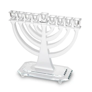 חנוכייה קריסטל שקופה מהודרת מט | 28X30 ס״מ