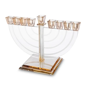 חנוכייה קריסטל זהב שקופה מהודרת | 22X30 ס״מ