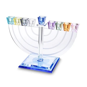 חנוכייה קריסטל צבעונית מהודרת | 22X30 ס״מ