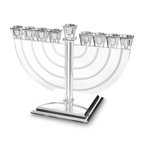 חנוכייה קריסטל כסף שקופה מהודרת | 22X30 ס״מ