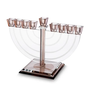 חנוכייה קריסטל רוז גולד שקופה מהודרת | 22X30 ס״מ