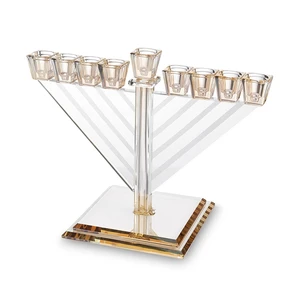 חנוכייה קריסטל זהב מהודרת | 28X27 ס״מ