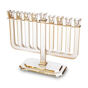 חנוכייה קריסטל זהב מהודרת | 32X35 ס״מ