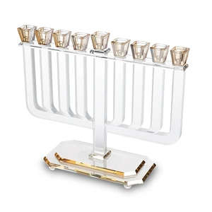 חנוכייה קריסטל זהב מהודרת | 29X30 ס״מ