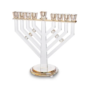 חנוכייה קריסטל זהב מהודרת | 33X36 ס״מ
