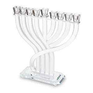 חנוכייה קריסטל זהב שקופה מהודרת | 31X35 ס״מ