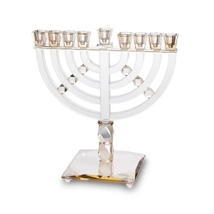 חנוכייה קריסטל זהב מהודרת | 31X37 ס״מ