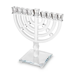 חנוכייה קריסטל שקופה מהודרת מט | 31X37 ס״מ
