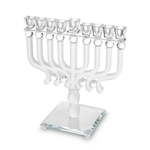 חנוכייה קריסטל שקופה מהודרת מט | 30X36 ס״מ
