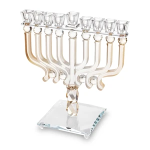 חנוכייה קריסטל זהב שקופה מהודרת | 30X36 ס״מ