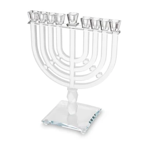 חנוכייה קריסטל שקופה מהודרת מט | 32X42 ס״מ