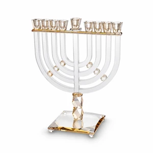 חנוכייה קריסטל זהב שקופה מהודרת | 32X42 ס״מ