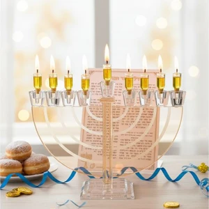 חנוכייה קריסטל מהודרת עם פלקטה | 36X22 ס״מ