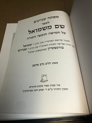 מפתח עניינים שם משמואל