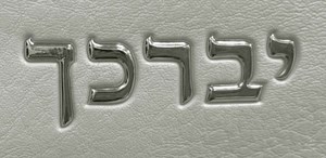 903 סט טלית תפילין דמוי עור לבן אותיות בולטות "ויברכך"