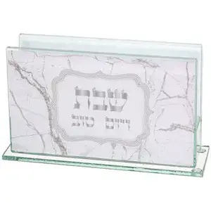 מחזיק גפרורים זכוכית עם הדפסה דגם שיש 6.5*4 ס”מ