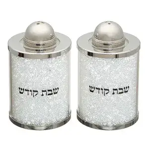 זוג מלחיות קריסטל עם אבנים לבנות 6 ס”מ