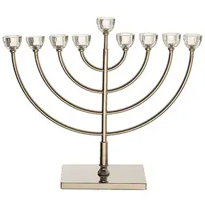 חנוכיית מתכת עם ראשי קריסטל 40 ס”מ