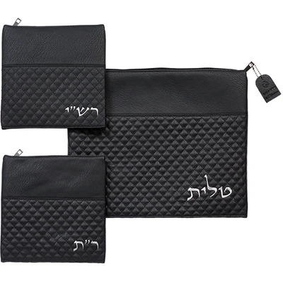 סט טלית תפילין רש"י-תם דמוי עור 34*40 ס"מ
