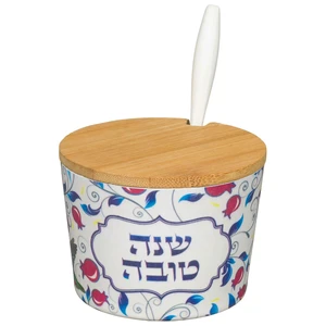 כלי לדבש "במבוק טבעי" "שנה טובה" – 6.5 ס"מ