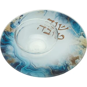 סט להגשת תפוח בדבש זכוכית בלתי שבירה 19 ס"מ