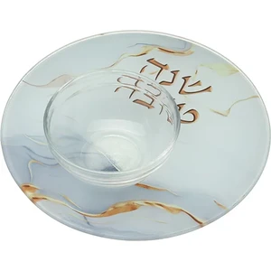 סט להגשת תפוח בדבש זכוכית בלתי שבירה 19 ס"מ