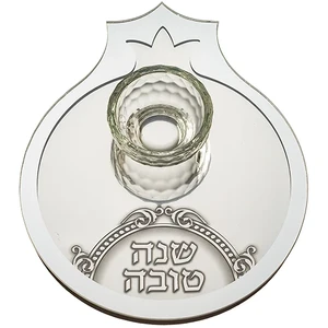 צלחת זכוכית לדבש בצורת רימון עם פלקטה 23×19 ס"מ