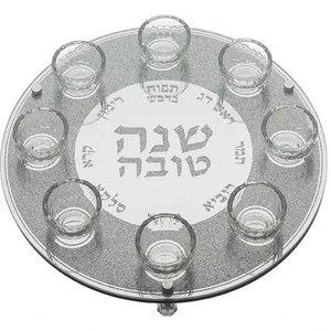 צלחת מהודרת לראש השנה זכוכית וקריסטל 40 ס"מ