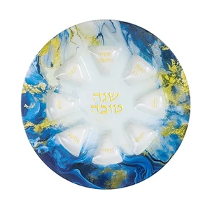 צלחת זכוכית מהודרת לראש השנה 35 ס"מ