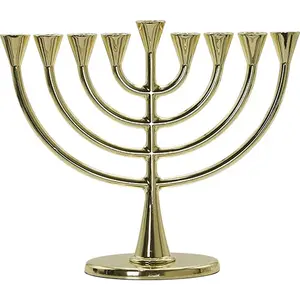 חנוכייה מתכת ציפוי זהב 19X23 ס