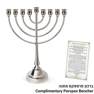 חנוכיה מתכת כסף 49סמ