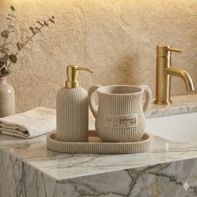 סט סבונייה עם נטלה מפוליריזן מהודר כולל מגש