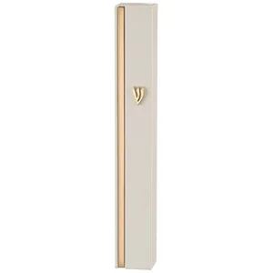 מזוזה אלומיניום 12 ס"מ בגוון לבן "ש" מתכת ופס זהב